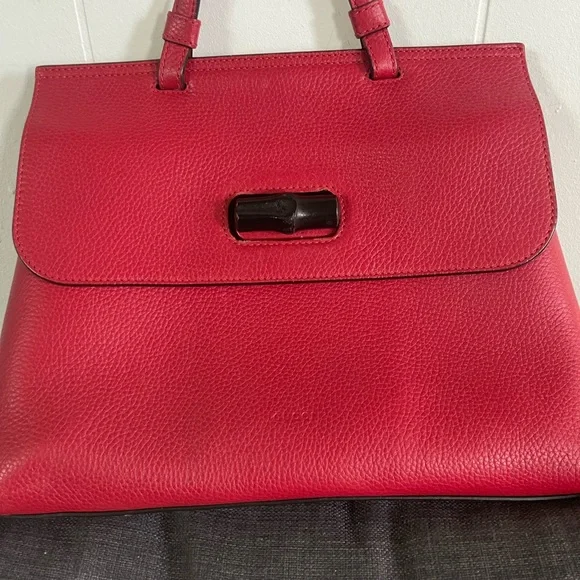Gucci Bamboo Daily Top Handle Bag Leather Red - Picture 1 of 12